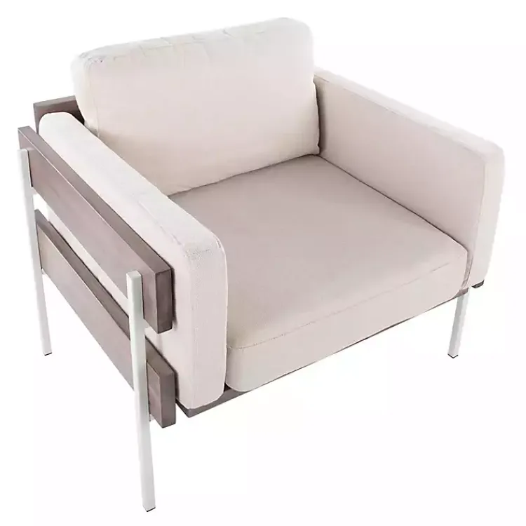 Kirklands Home Accent Chairs|Ivory Upholstered Wood Accent Chair Gray