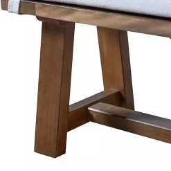 Kirklands Home Dining Chairs|Upholstered Rustic Wood Katie Dining Bench Ivory