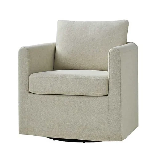 Kirklands Home Accent Chairs|Upholstered Vasser Slipcover Swivel Chair Ivory