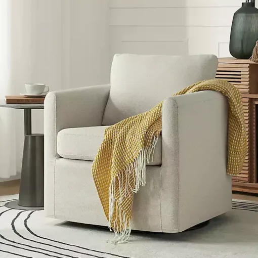 Kirklands Home Accent Chairs|Upholstered Vasser Slipcover Swivel Chair Ivory