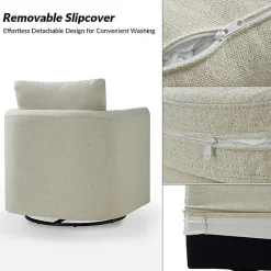 Kirklands Home Accent Chairs|Upholstered Vasser Slipcover Swivel Chair Ivory
