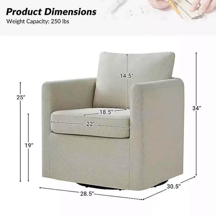 Kirklands Home Accent Chairs|Upholstered Vasser Slipcover Swivel Chair Ivory