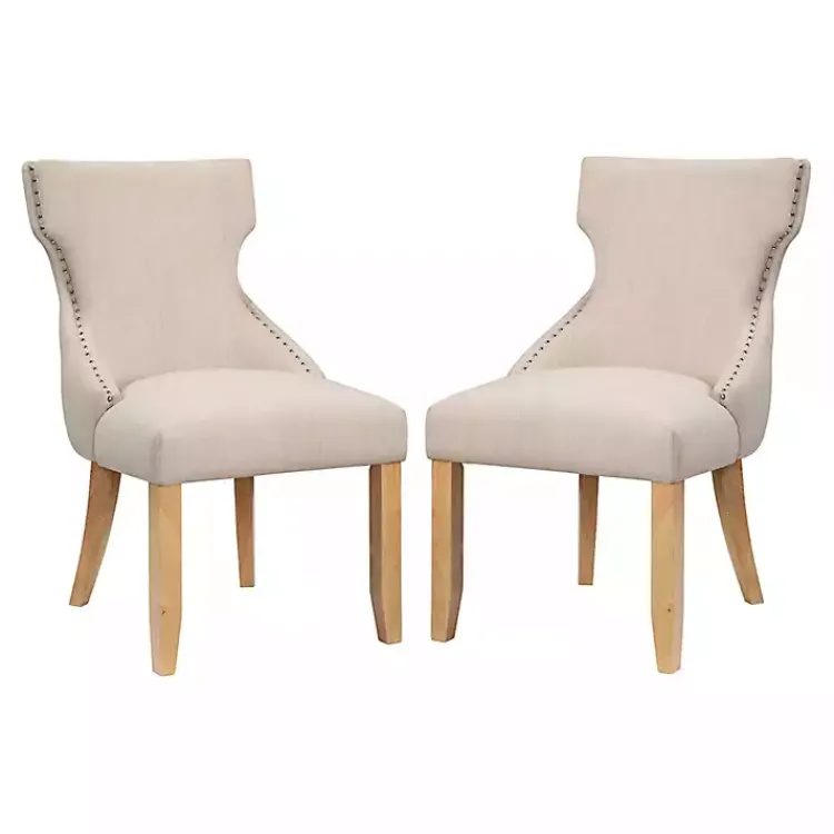 Kirklands Home Dining Chairs|Upholstered Wingback Dining Chairs, Set of 2 Ivory