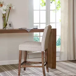 Kirklands Home Bar Stools & Counter Height Stools|Upholstered Wood Counter Stool Ivory