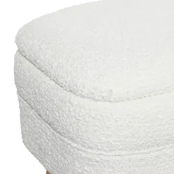 Kirklands Home Benches & Ottomans|Upholstered Wood Leg Storage Bench Ivory