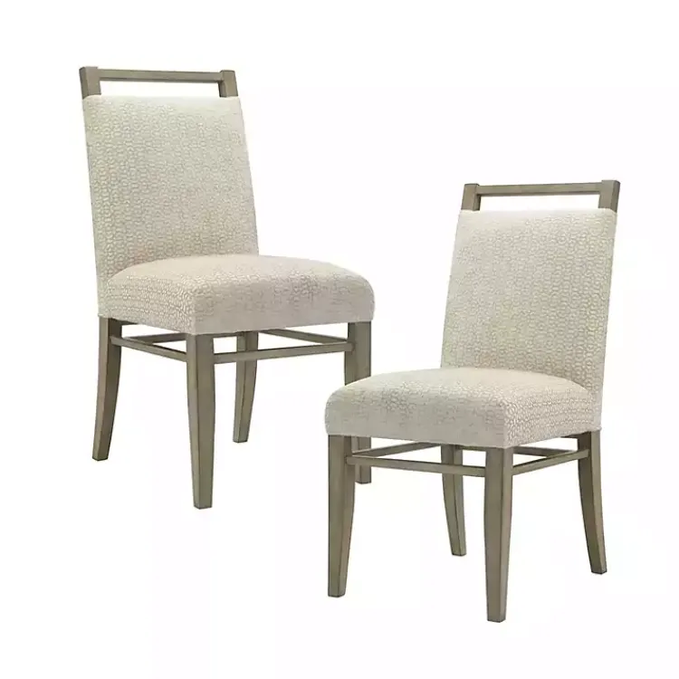 Kirklands Home Dining Chairs|Upholstered Wooden Dining Chairs, Set of 2 Ivory