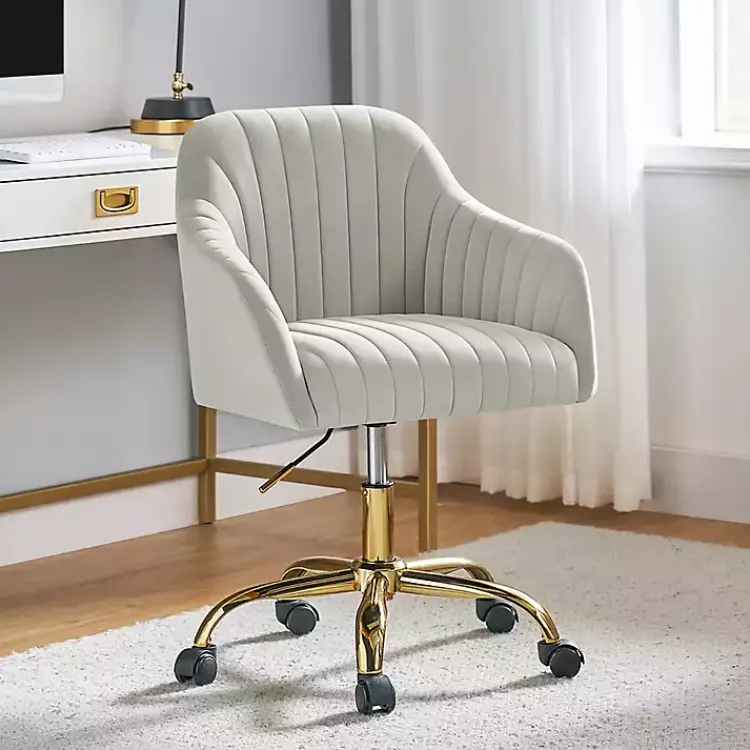 Kirklands Home Office Furniture|Velvet Swivel Jacyln Office Chair Ivory