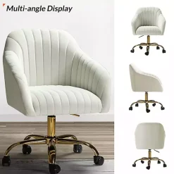 Kirklands Home Office Furniture|Velvet Swivel Jacyln Office Chair Ivory