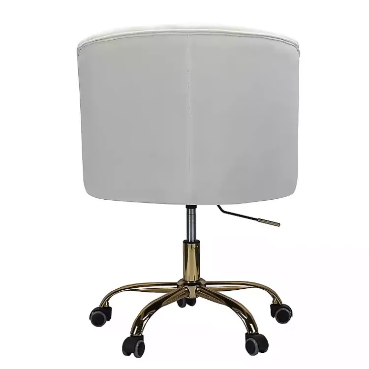 Kirklands Home Office Furniture|Velvet Tufted Golden Leg Swivel Office Chair Ivory
