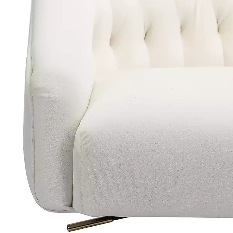 Kirklands Home Office Furniture|Velvet Tufted Golden Leg Swivel Office Chair Ivory