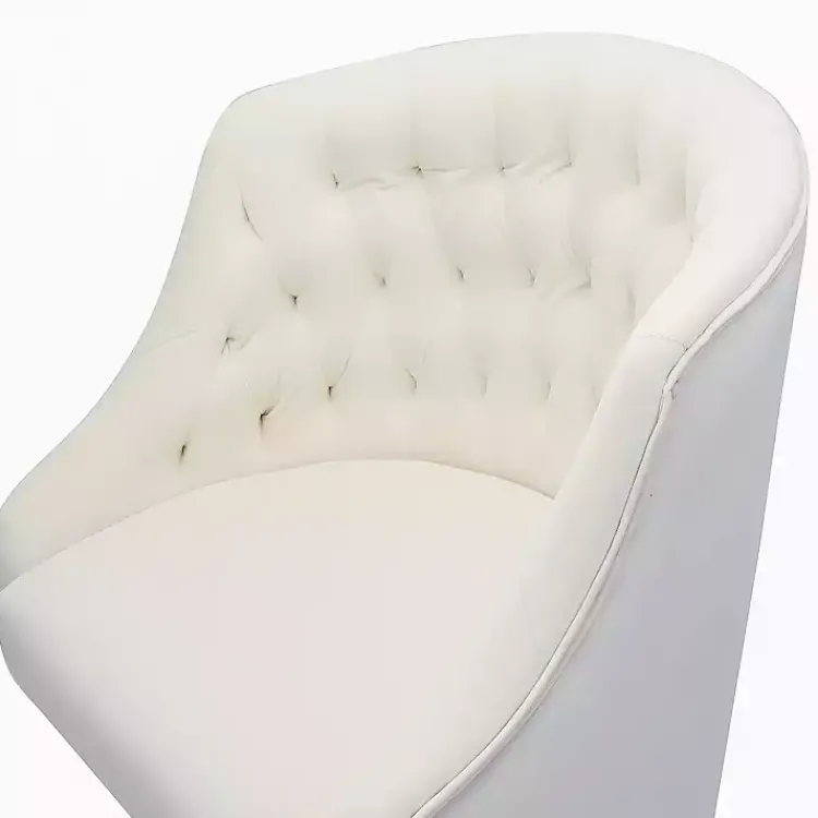 Kirklands Home Office Furniture|Velvet Tufted Golden Leg Swivel Office Chair Ivory