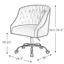 Kirklands Home Office Furniture|Velvet Tufted Golden Leg Swivel Office Chair Ivory