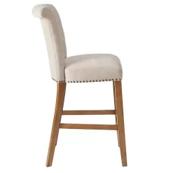 Kirklands Home Bar Stools & Counter Height Stools|Ivory Wesley Tufted Bar Stool with Nailhead Trim White
