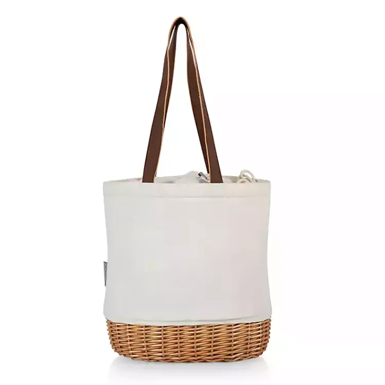 Kirklands Home Barware|Wicker Cinch Top Wine Tote Ivory