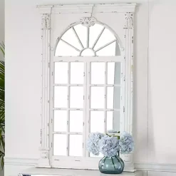 Kirklands Home Decorative Mirrors|Ivory Window Frame Beveled Mirror