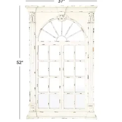 Kirklands Home Decorative Mirrors|Ivory Window Frame Beveled Mirror