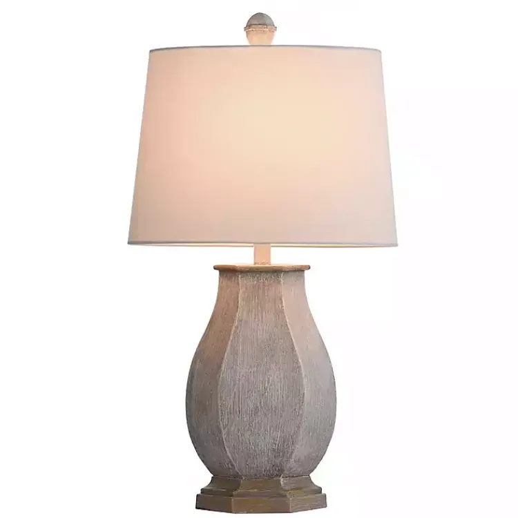 Kirklands Home Table Lamps|Ivory Wirebrushed Oval Table Lamp White
