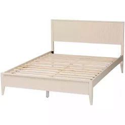 Kirklands Home Beds & Headboards|Wood Fluted Headboard Primrose Queen Bed Ivory