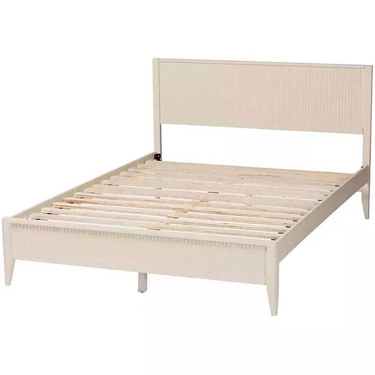 Kirklands Home Beds & Headboards|Wood Fluted Headboard Primrose Queen Bed Ivory