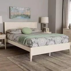 Kirklands Home Beds & Headboards|Wood Fluted Headboard Primrose King Bed Ivory