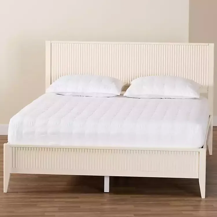 Kirklands Home Beds & Headboards|Wood Fluted Headboard Primrose King Bed Ivory