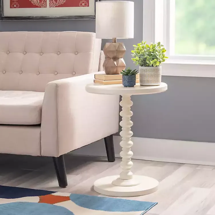 Kirklands Home Accent & End Tables|Wood Spindle Side Table Ivory