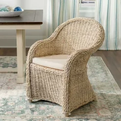 Kirklands Home Dining Chairs|Woven Rattan Dining Chair Ivory