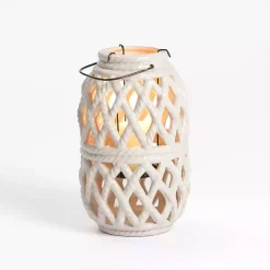 Hot Woven Stoneware Coastal Lantern, 10 in. Lanterns