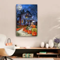 Clearance Jack o Lantern Mansion Canvas Art Print, 24x36 Halloween