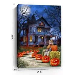 Clearance Jack o Lantern Mansion Canvas Art Print, 24x36 Halloween