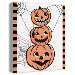 Clearance Jack O' Lantern Stack Halloween Canvas Art Print Halloween