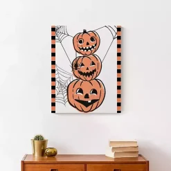 Clearance Jack O' Lantern Stack Halloween Canvas Art Print Halloween