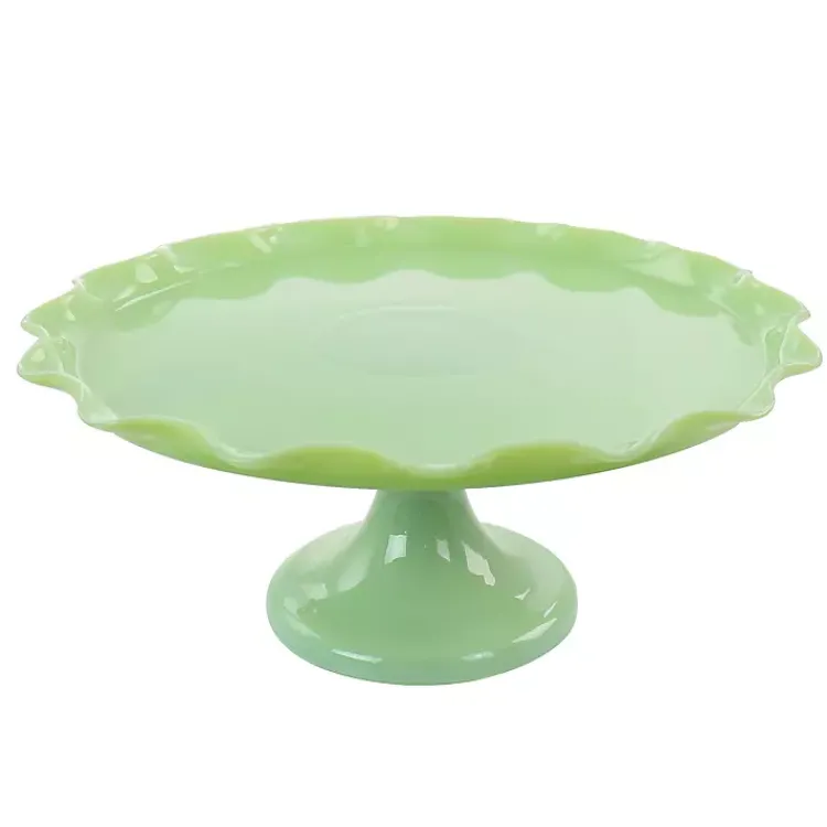 Kirklands Home Serving & Entertaining|Jadeite Glass Martha Stewart Scalloped Cake Stand Green