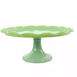 Kirklands Home Serving & Entertaining|Jadeite Glass Martha Stewart Scalloped Cake Stand Green