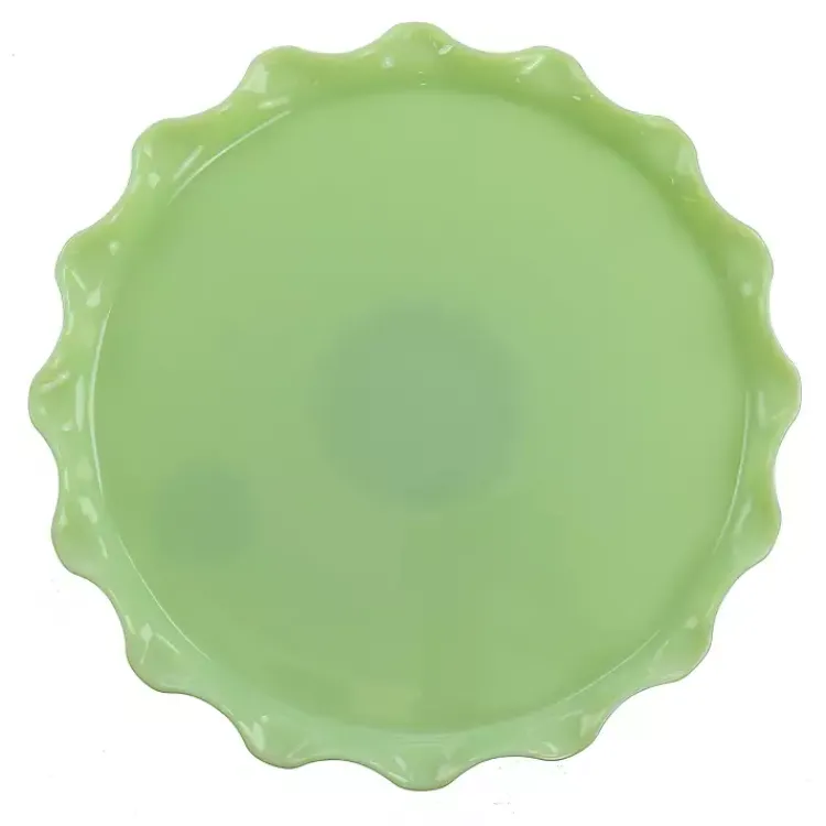Kirklands Home Serving & Entertaining|Jadeite Glass Martha Stewart Scalloped Cake Stand Green