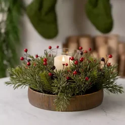 Japanese Pine and Red Berry Christmas Centerpiece Arrangements & Greenery