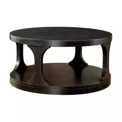 Kirklands Home Coffee Tables|Jarrod Antique Wood Grain Shelf Coffee Table Black