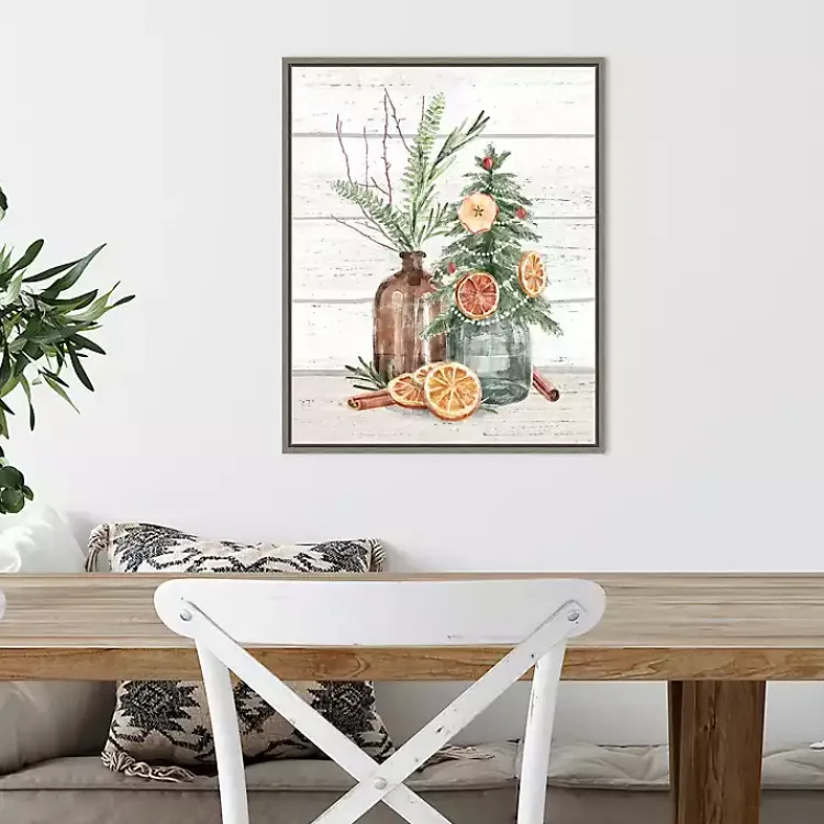 Online Jars with Oranges Christmas Canvas Wall Plaque Christmas Art & Wall Decor