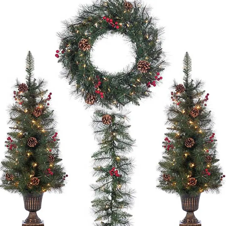 Outlet Jefferson Pine 4-pc. Floral Set Christmas Arrangements & Garland