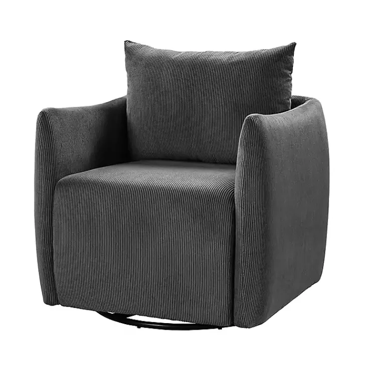 Kirklands Home Accent Chairs|Jerri Charcoal Corduroy Swivel Accent Chair Gray