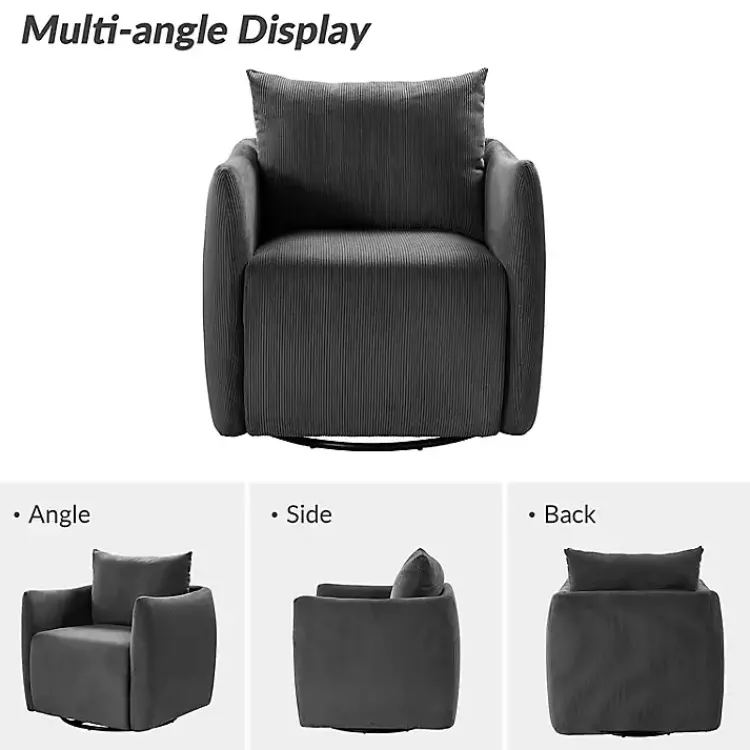 Kirklands Home Accent Chairs|Jerri Charcoal Corduroy Swivel Accent Chair Gray