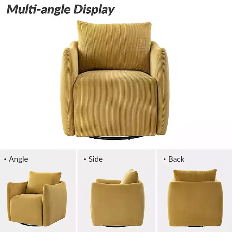 Kirklands Home Accent Chairs|Jerri Mustard Corduroy Swivel Accent Chair Yellow