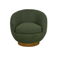 Kirklands Home Accent Chairs|Jessel Sherpa Swivel Chair with Wood Base Green