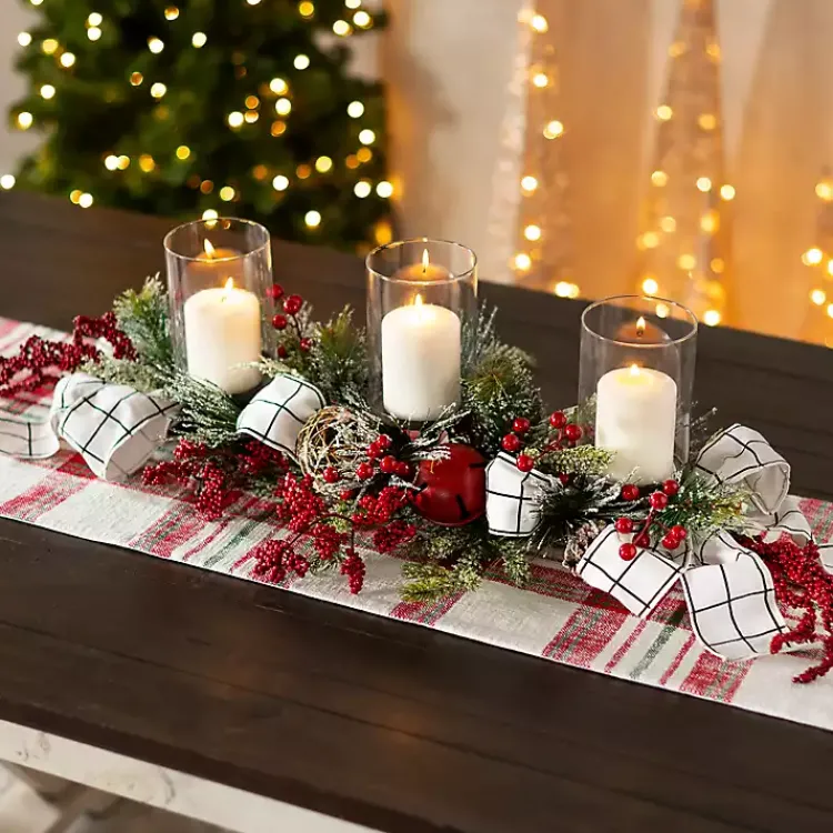Online Jingle Bells and Berries Candle Centerpiece Christmas Centerpieces