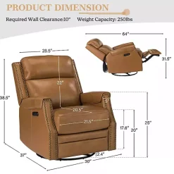 Kirklands Home Accent Chairs|Johanna Leather Swivel Power Recliner Tan