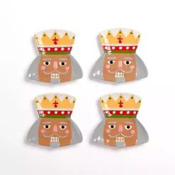 Kirklands Home Dinnerware|Jolly Nutcracker Shaped Appetizer Plates, Set of 4 Multi
