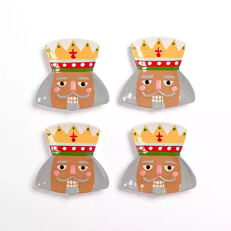 Kirklands Home Dinnerware|Jolly Nutcracker Shaped Appetizer Plates, Set of 4 Multi
