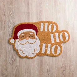 Kirklands Home Doormats|Jolly Santa Claus Ho Ho Ho Coir Doormat