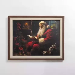 Sale Jolly Santa Reading Framed Art Print Christmas Art & Wall Decor