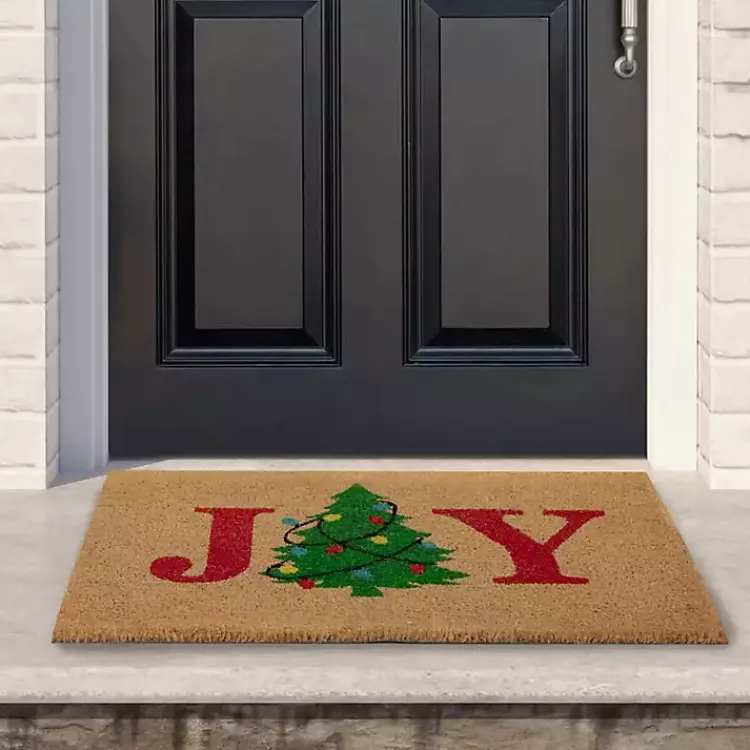 Clearance Joy Christmas Tree Coir Doormat Outdoor Christmas Decorations